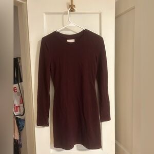 Elegant Long Sleeve Burgundy Dress